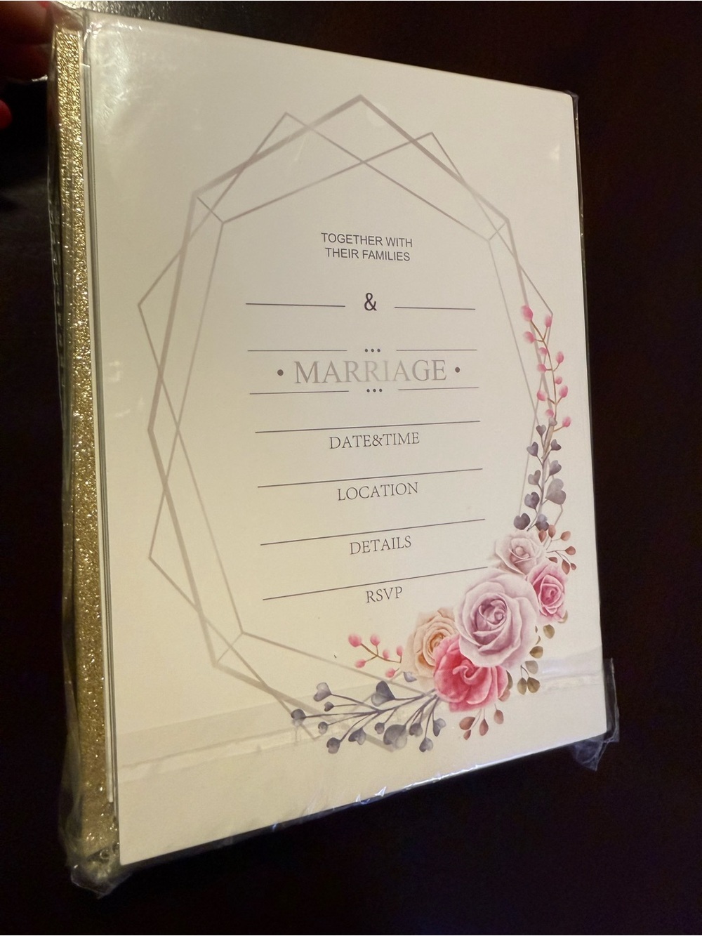 Wedding Invitation Cards with Pink Floral Design